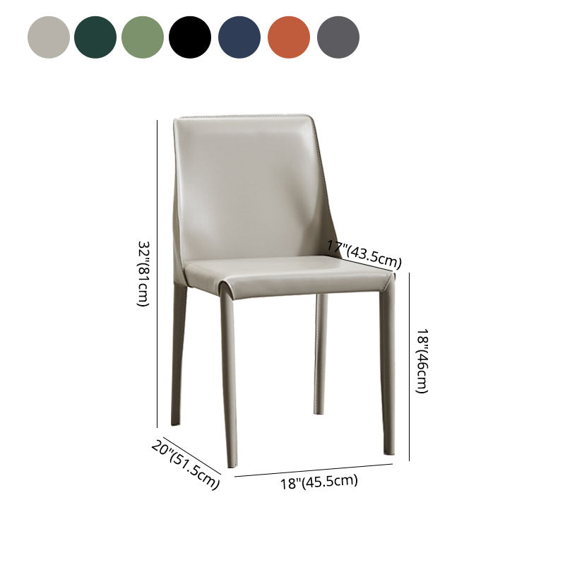 Contemporary Style Leather Dining Side Chairs Matte Finish Solid Back Armless Chairs Clearhalo ' kitchen&dining_furn' 'Dining Chairs' 'Dining Tables & Seating' 'dining_chair' 'furn' 'furn_dining_chair' 'Furniture' 'furniture_dining_chair' 'Kitchen & Dining Furniture' 'kitchen' 4399657