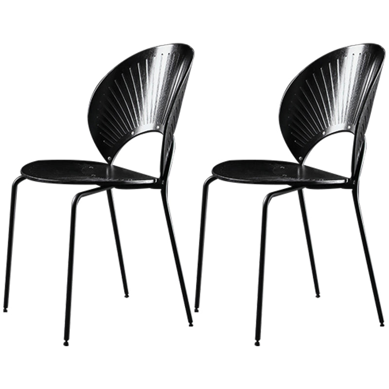 Metal Contemporary Kitchen Dining Side Chair Open Back Dining Chairs Black 2 Piece Set Black Clearhalo ' kitchen&dining_furn' 'Dining Chairs' 'Dining Tables & Seating' 'dining_chair' 'furn' 'furn_dining_chair' 'Furniture' 'furniture_dining_chair' 'Kitchen & Dining Furniture' 'kitchen' 4399661