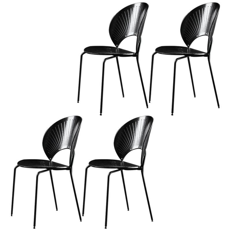 Metal Contemporary Kitchen Dining Side Chair Open Back Dining Chairs Black 4 Piece Set Black Clearhalo ' kitchen&dining_furn' 'Dining Chairs' 'Dining Tables & Seating' 'dining_chair' 'furn' 'furn_dining_chair' 'Furniture' 'furniture_dining_chair' 'Kitchen & Dining Furniture' 'kitchen' 4399663