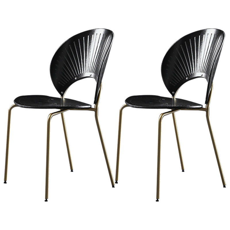 Metal Contemporary Kitchen Dining Side Chair Open Back Dining Chairs Black 2 Piece Set Brass Gold Clearhalo ' kitchen&dining_furn' 'Dining Chairs' 'Dining Tables & Seating' 'dining_chair' 'furn' 'furn_dining_chair' 'Furniture' 'furniture_dining_chair' 'Kitchen & Dining Furniture' 'kitchen' 4399667