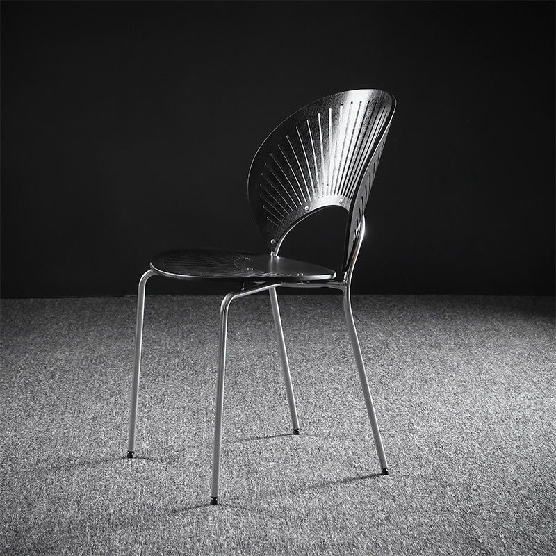 Metal Contemporary Kitchen Dining Side Chair Open Back Dining Chairs Black 1 Piece Silver Clearhalo ' kitchen&dining_furn' 'Dining Chairs' 'Dining Tables & Seating' 'dining_chair' 'furn' 'furn_dining_chair' 'Furniture' 'furniture_dining_chair' 'Kitchen & Dining Furniture' 'kitchen' 4399671