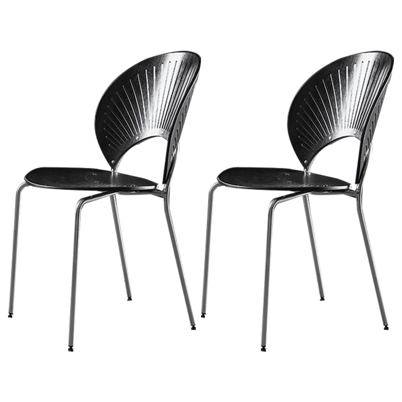 Metal Contemporary Kitchen Dining Side Chair Open Back Dining Chairs Black 2 Piece Set Silver Clearhalo ' kitchen&dining_furn' 'Dining Chairs' 'Dining Tables & Seating' 'dining_chair' 'furn' 'furn_dining_chair' 'Furniture' 'furniture_dining_chair' 'Kitchen & Dining Furniture' 'kitchen' 4399673