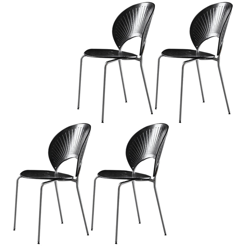 Metal Contemporary Kitchen Dining Side Chair Open Back Dining Chairs Black 4 Piece Set Silver Clearhalo ' kitchen&dining_furn' 'Dining Chairs' 'Dining Tables & Seating' 'dining_chair' 'furn' 'furn_dining_chair' 'Furniture' 'furniture_dining_chair' 'Kitchen & Dining Furniture' 'kitchen' 4399675