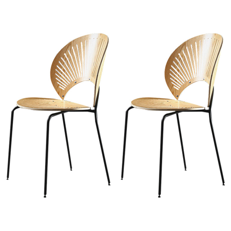 Metal Contemporary Kitchen Dining Side Chair Open Back Dining Chairs Natural 2 Piece Set Black Clearhalo ' kitchen&dining_furn' 'Dining Chairs' 'Dining Tables & Seating' 'dining_chair' 'furn' 'furn_dining_chair' 'Furniture' 'furniture_dining_chair' 'Kitchen & Dining Furniture' 'kitchen' 4399678