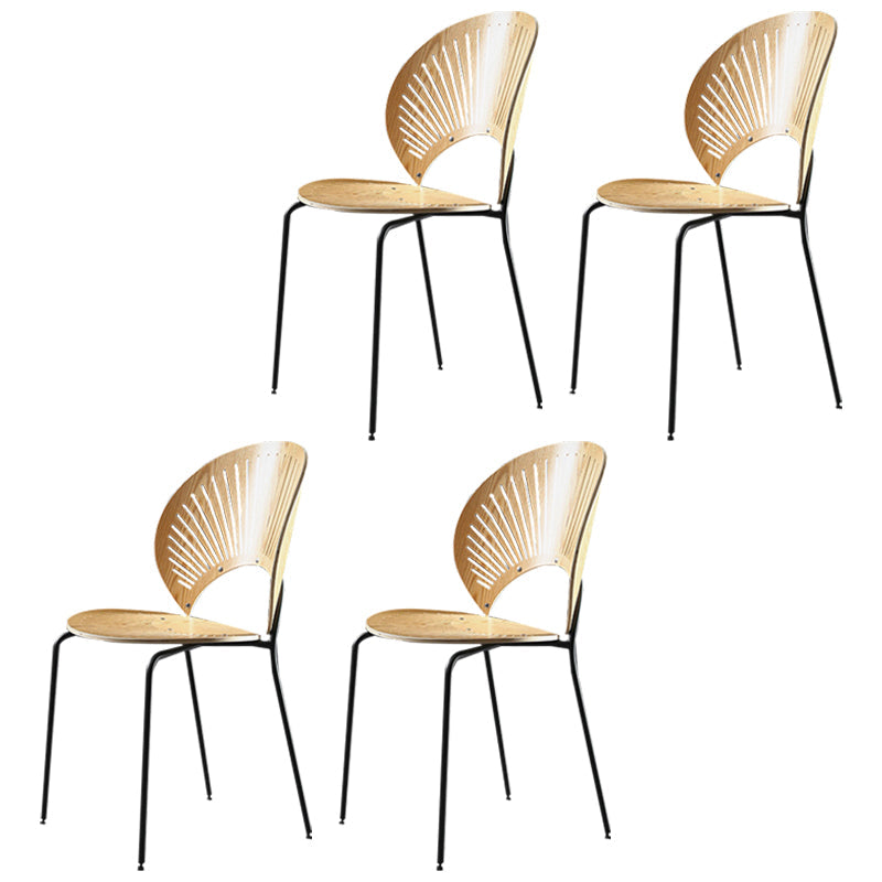 Metal Contemporary Kitchen Dining Side Chair Open Back Dining Chairs Natural 4 Piece Set Black Clearhalo ' kitchen&dining_furn' 'Dining Chairs' 'Dining Tables & Seating' 'dining_chair' 'furn' 'furn_dining_chair' 'Furniture' 'furniture_dining_chair' 'Kitchen & Dining Furniture' 'kitchen' 4399679