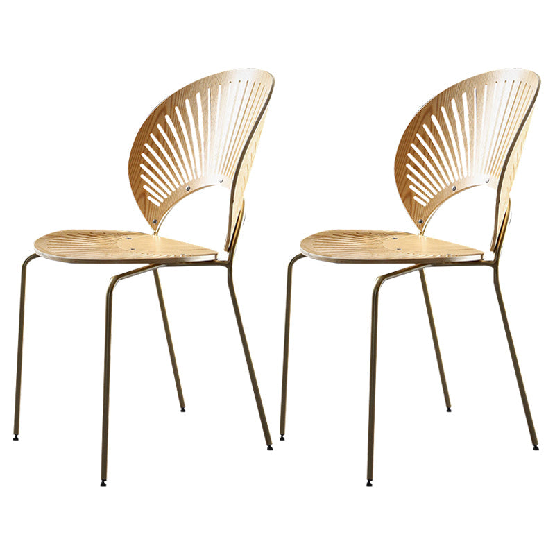 Metal Contemporary Kitchen Dining Side Chair Open Back Dining Chairs Natural 2 Piece Set Brass Gold Clearhalo ' kitchen&dining_furn' 'Dining Chairs' 'Dining Tables & Seating' 'dining_chair' 'furn' 'furn_dining_chair' 'Furniture' 'furniture_dining_chair' 'Kitchen & Dining Furniture' 'kitchen' 4399681