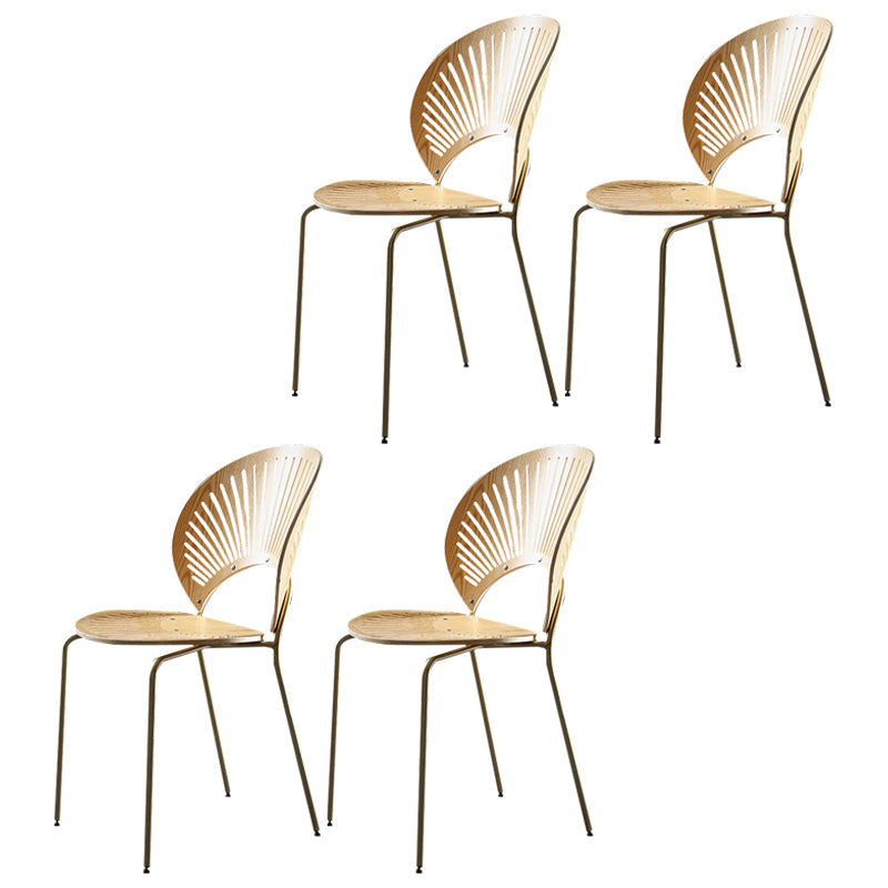 Metal Contemporary Kitchen Dining Side Chair Open Back Dining Chairs Natural 4 Piece Set Brass Gold Clearhalo ' kitchen&dining_furn' 'Dining Chairs' 'Dining Tables & Seating' 'dining_chair' 'furn' 'furn_dining_chair' 'Furniture' 'furniture_dining_chair' 'Kitchen & Dining Furniture' 'kitchen' 4399682