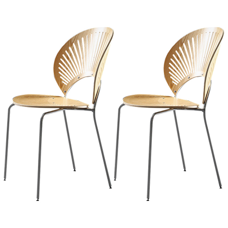 Metal Contemporary Kitchen Dining Side Chair Open Back Dining Chairs Natural 2 Piece Set Silver Clearhalo ' kitchen&dining_furn' 'Dining Chairs' 'Dining Tables & Seating' 'dining_chair' 'furn' 'furn_dining_chair' 'Furniture' 'furniture_dining_chair' 'Kitchen & Dining Furniture' 'kitchen' 4399684
