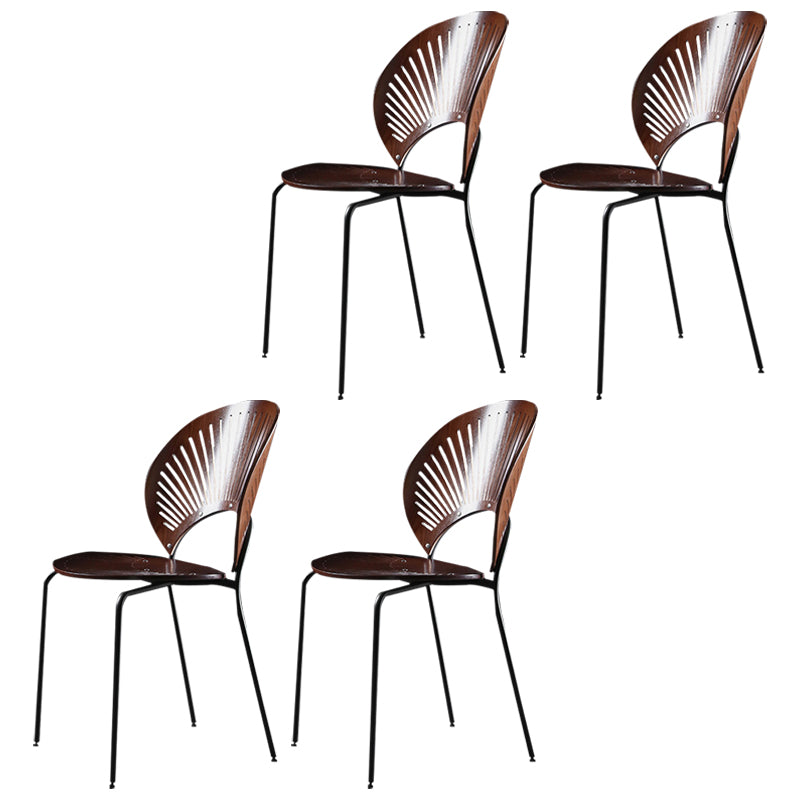 Metal Contemporary Kitchen Dining Side Chair Open Back Dining Chairs Walnut 4 Piece Set Black Clearhalo ' kitchen&dining_furn' 'Dining Chairs' 'Dining Tables & Seating' 'dining_chair' 'furn' 'furn_dining_chair' 'Furniture' 'furniture_dining_chair' 'Kitchen & Dining Furniture' 'kitchen' 4399688