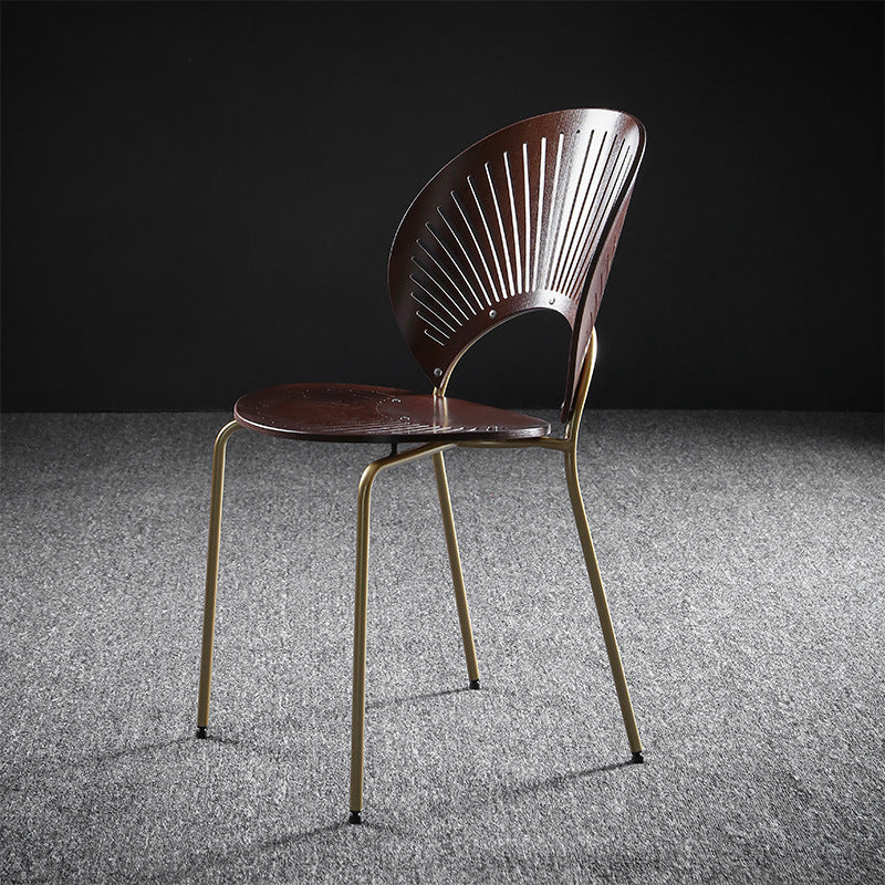 Metal Contemporary Kitchen Dining Side Chair Open Back Dining Chairs Walnut 1 Piece Brass Gold Clearhalo ' kitchen&dining_furn' 'Dining Chairs' 'Dining Tables & Seating' 'dining_chair' 'furn' 'furn_dining_chair' 'Furniture' 'furniture_dining_chair' 'Kitchen & Dining Furniture' 'kitchen' 4399689