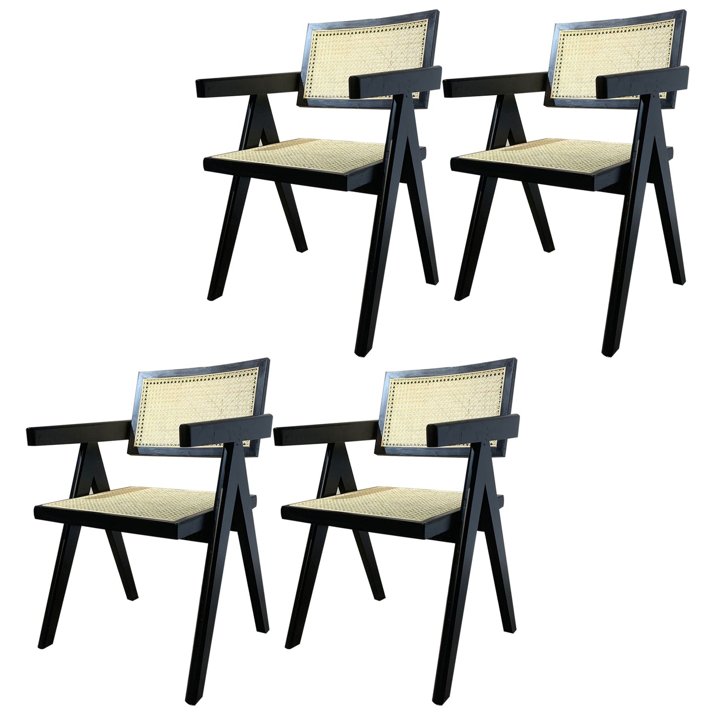 Wood Contemporary Kitchen Arm Chair Open Back Dining Chair for Patio Black-Wood 4 Piece Set Clearhalo ' kitchen&dining_furn' 'Dining Chairs' 'Dining Tables & Seating' 'dining_chair' 'furn' 'furn_dining_chair' 'Furniture' 'furniture_dining_chair' 'Kitchen & Dining Furniture' 'kitchen' 4399731