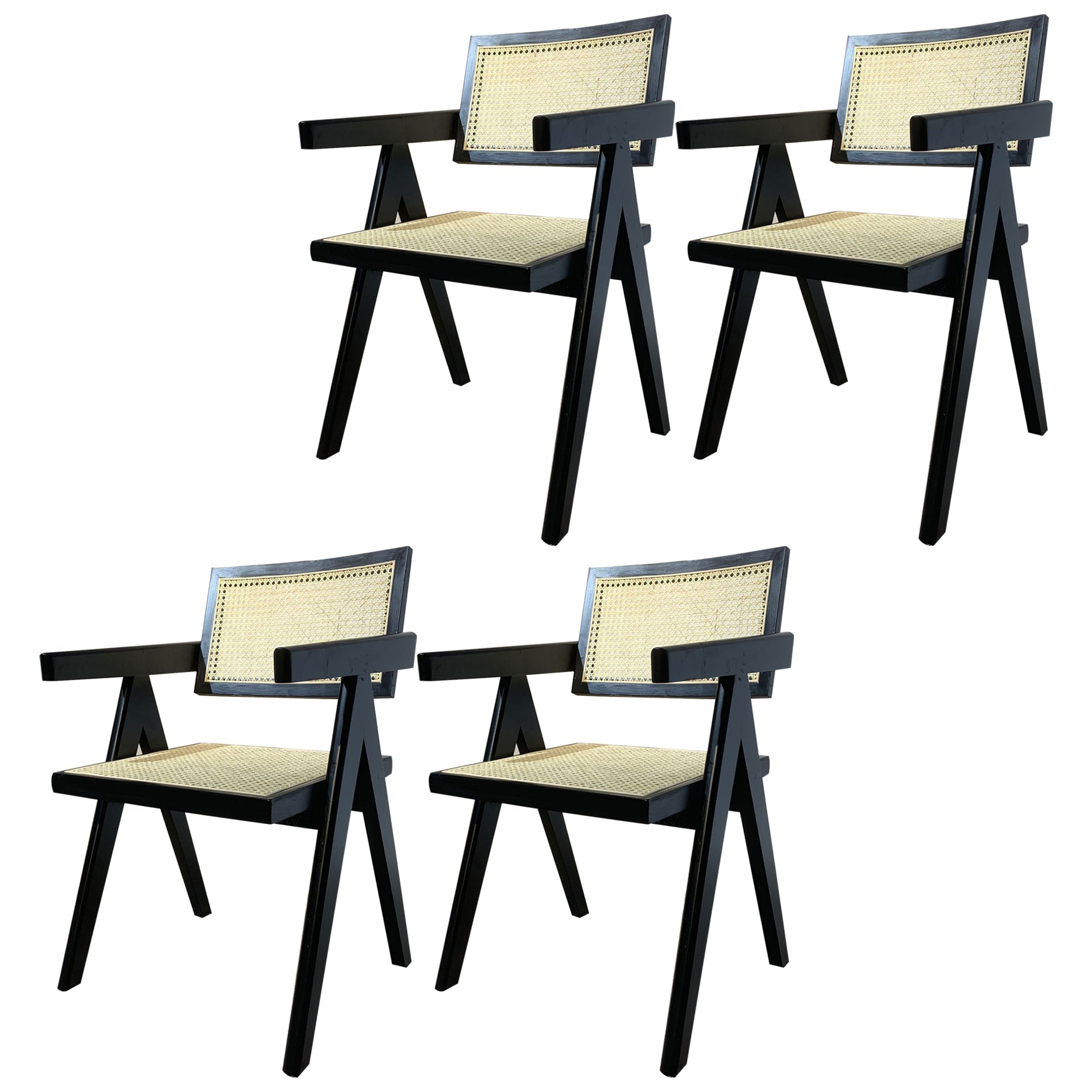 Wood Contemporary Kitchen Arm Chair Open Back Dining Chair for Patio Black-Wood 4 Piece Set Clearhalo ' kitchen&dining_furn' 'Dining Chairs' 'Dining Tables & Seating' 'dining_chair' 'furn' 'furn_dining_chair' 'Furniture' 'furniture_dining_chair' 'Kitchen & Dining Furniture' 'kitchen' 4399731