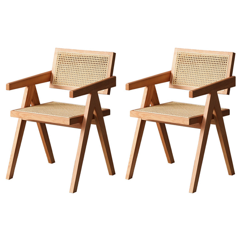Wood Contemporary Kitchen Arm Chair Open Back Dining Chair for Patio Natural 2 Piece Set Clearhalo ' kitchen&dining_furn' 'Dining Chairs' 'Dining Tables & Seating' 'dining_chair' 'furn' 'furn_dining_chair' 'Furniture' 'furniture_dining_chair' 'Kitchen & Dining Furniture' 'kitchen' 4399735