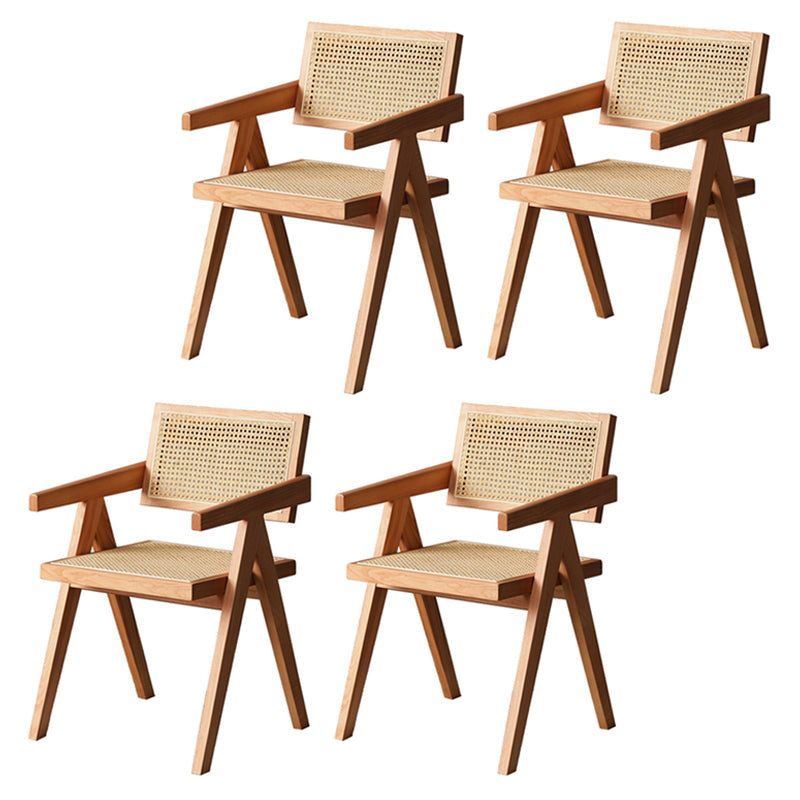 Wood Contemporary Kitchen Arm Chair Open Back Dining Chair for Patio Natural 4 Piece Set Clearhalo ' kitchen&dining_furn' 'Dining Chairs' 'Dining Tables & Seating' 'dining_chair' 'furn' 'furn_dining_chair' 'Furniture' 'furniture_dining_chair' 'Kitchen & Dining Furniture' 'kitchen' 4399737