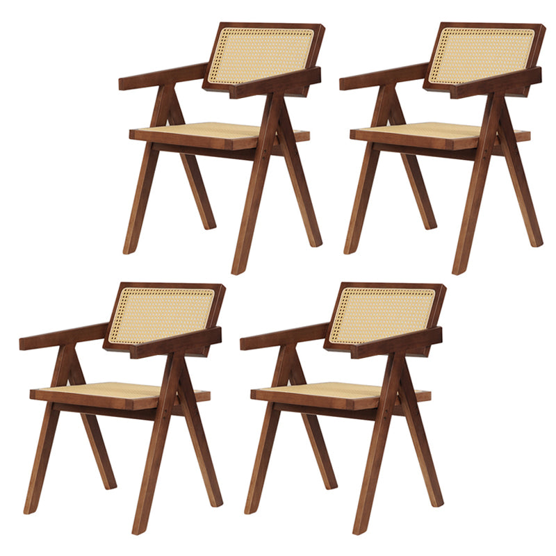 Wood Contemporary Kitchen Arm Chair Open Back Dining Chair for Patio Walnut 4 Piece Set Clearhalo ' kitchen&dining_furn' 'Dining Chairs' 'Dining Tables & Seating' 'dining_chair' 'furn' 'furn_dining_chair' 'Furniture' 'furniture_dining_chair' 'Kitchen & Dining Furniture' 'kitchen' 4399742