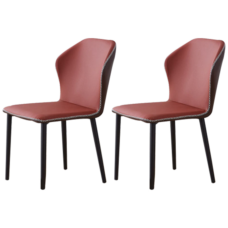 Contemporary Side Chair Metal Wingback Indoor-Outdoor Chairs Red Brown 2 Piece Set Clearhalo ' kitchen&dining_furn' 'Dining Chairs' 'Dining Tables & Seating' 'dining_chair' 'furn' 'furn_dining_chair' 'Furniture' 'furniture_dining_chair' 'Kitchen & Dining Furniture' 'kitchen' 4399753