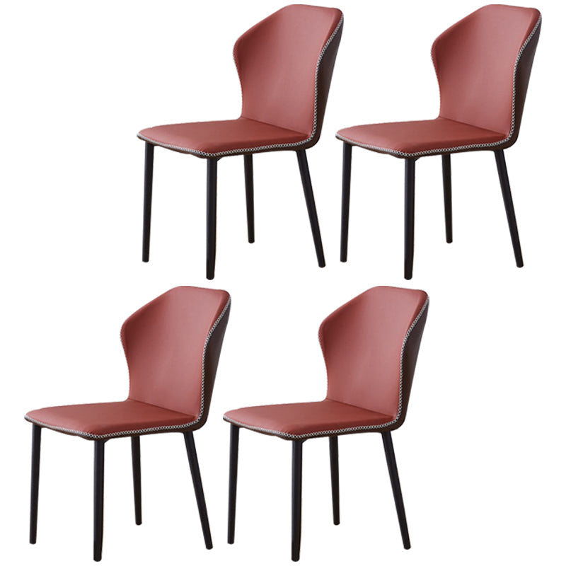 Contemporary Side Chair Metal Wingback Indoor-Outdoor Chairs Red Brown 4 Piece Set Clearhalo ' kitchen&dining_furn' 'Dining Chairs' 'Dining Tables & Seating' 'dining_chair' 'furn' 'furn_dining_chair' 'Furniture' 'furniture_dining_chair' 'Kitchen & Dining Furniture' 'kitchen' 4399755