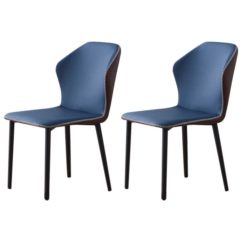 Contemporary Side Chair Metal Wingback Indoor-Outdoor Chairs Blue-Brown 2 Piece Set Clearhalo ' kitchen&dining_furn' 'Dining Chairs' 'Dining Tables & Seating' 'dining_chair' 'furn' 'furn_dining_chair' 'Furniture' 'furniture_dining_chair' 'Kitchen & Dining Furniture' 'kitchen' 4399756