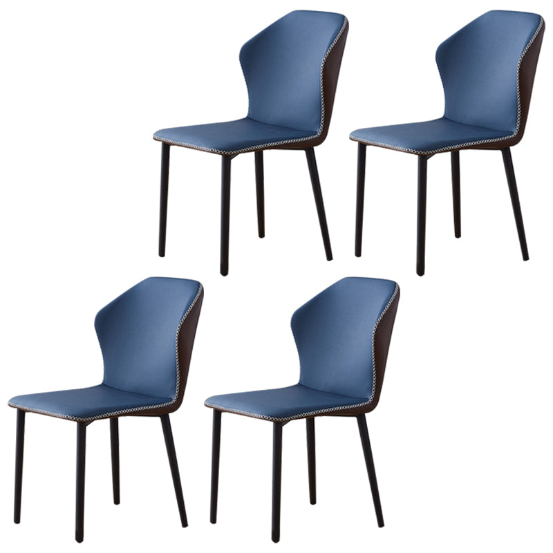 Contemporary Side Chair Metal Wingback Indoor-Outdoor Chairs Blue-Brown 4 Piece Set Clearhalo ' kitchen&dining_furn' 'Dining Chairs' 'Dining Tables & Seating' 'dining_chair' 'furn' 'furn_dining_chair' 'Furniture' 'furniture_dining_chair' 'Kitchen & Dining Furniture' 'kitchen' 4399759