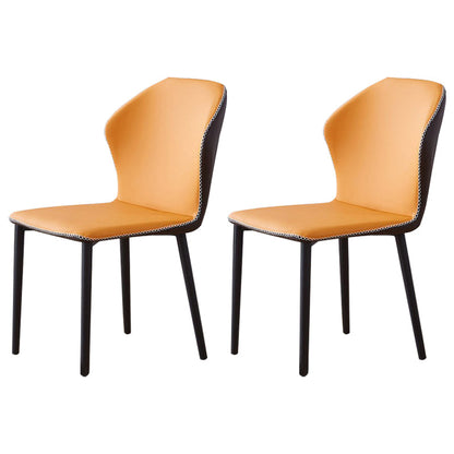 Contemporary Side Chair Metal Wingback Indoor-Outdoor Chairs Orange Yellow 2 Piece Set Clearhalo ' kitchen&dining_furn' 'Dining Chairs' 'Dining Tables & Seating' 'dining_chair' 'furn' 'furn_dining_chair' 'Furniture' 'furniture_dining_chair' 'Kitchen & Dining Furniture' 'kitchen' 4399760
