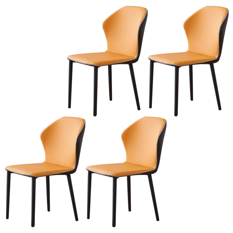 Contemporary Side Chair Metal Wingback Indoor-Outdoor Chairs Orange Yellow 4 Piece Set Clearhalo ' kitchen&dining_furn' 'Dining Chairs' 'Dining Tables & Seating' 'dining_chair' 'furn' 'furn_dining_chair' 'Furniture' 'furniture_dining_chair' 'Kitchen & Dining Furniture' 'kitchen' 4399762