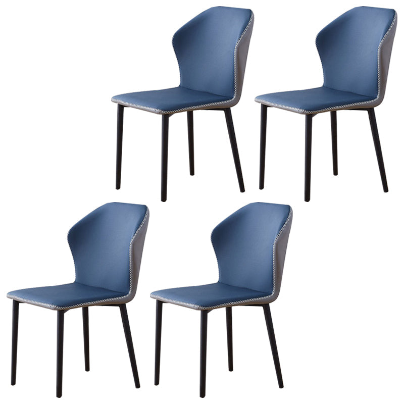 Contemporary Side Chair Metal Wingback Indoor-Outdoor Chairs Blue-Gray 4 Piece Set Clearhalo ' kitchen&dining_furn' 'Dining Chairs' 'Dining Tables & Seating' 'dining_chair' 'furn' 'furn_dining_chair' 'Furniture' 'furniture_dining_chair' 'Kitchen & Dining Furniture' 'kitchen' 4399766