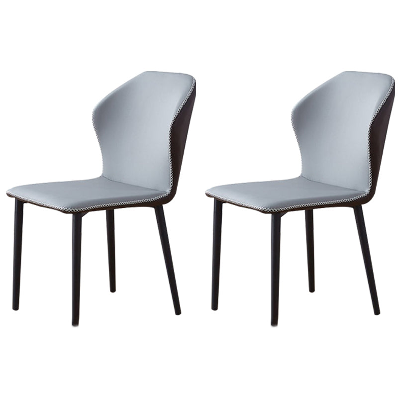 Contemporary Side Chair Metal Wingback Indoor-Outdoor Chairs Gray Coffee 2 Piece Set Clearhalo ' kitchen&dining_furn' 'Dining Chairs' 'Dining Tables & Seating' 'dining_chair' 'furn' 'furn_dining_chair' 'Furniture' 'furniture_dining_chair' 'Kitchen & Dining Furniture' 'kitchen' 4399767