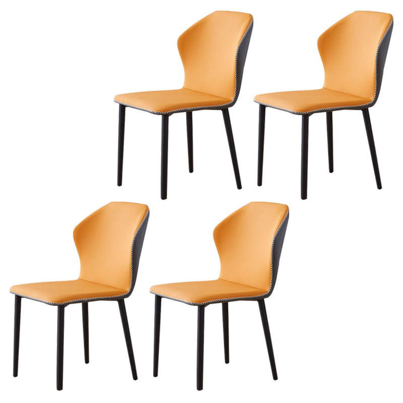 Contemporary Side Chair Metal Wingback Indoor-Outdoor Chairs Orange-Gray 4 Piece Set Clearhalo ' kitchen&dining_furn' 'Dining Chairs' 'Dining Tables & Seating' 'dining_chair' 'furn' 'furn_dining_chair' 'Furniture' 'furniture_dining_chair' 'Kitchen & Dining Furniture' 'kitchen' 4399770