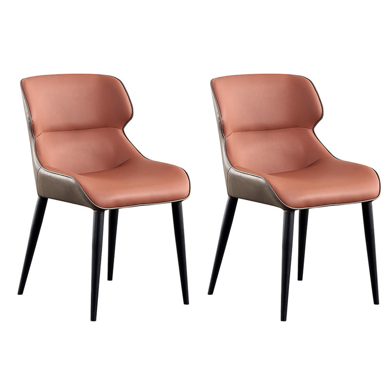 Modern Metal Dining Accent Chair Upholstered Parsons Chair with Black Legs Orange 2 Piece Set Clearhalo ' kitchen&dining_furn' 'Dining Chairs' 'Dining Tables & Seating' 'dining_chair' 'furn' 'furn_dining_chair' 'Furniture' 'furniture_dining_chair' 'Kitchen & Dining Furniture' 'kitchen' 4399774