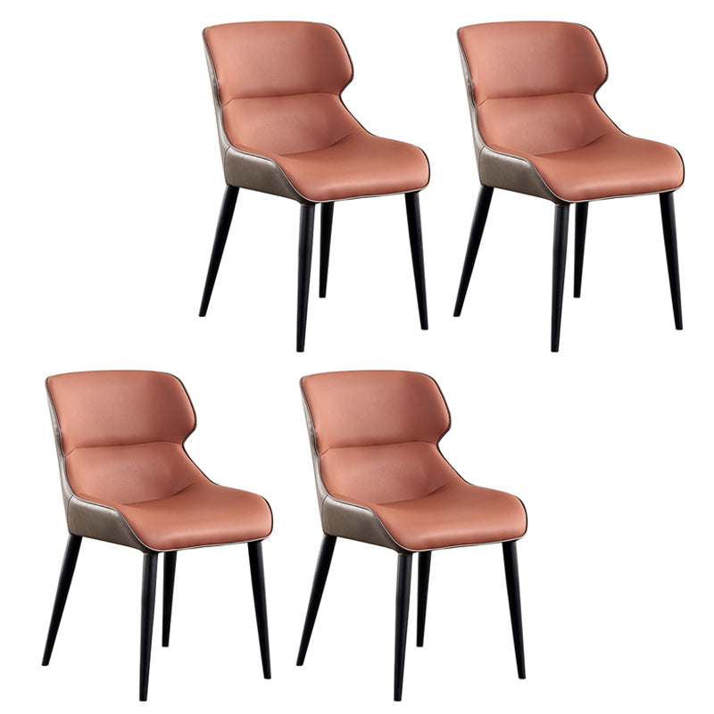 Modern Metal Dining Accent Chair Upholstered Parsons Chair with Black Legs Orange 4 Piece Set Clearhalo ' kitchen&dining_furn' 'Dining Chairs' 'Dining Tables & Seating' 'dining_chair' 'furn' 'furn_dining_chair' 'Furniture' 'furniture_dining_chair' 'Kitchen & Dining Furniture' 'kitchen' 4399776