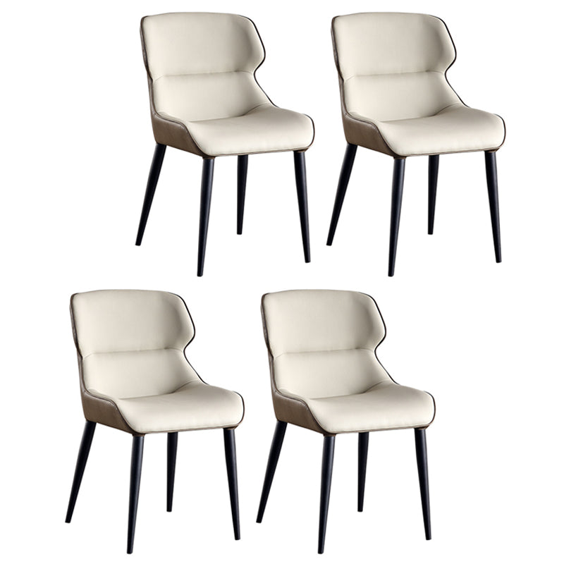 Modern Metal Dining Accent Chair Upholstered Parsons Chair with Black Legs Gray-White 4 Piece Set Clearhalo ' kitchen&dining_furn' 'Dining Chairs' 'Dining Tables & Seating' 'dining_chair' 'furn' 'furn_dining_chair' 'Furniture' 'furniture_dining_chair' 'Kitchen & Dining Furniture' 'kitchen' 4399782