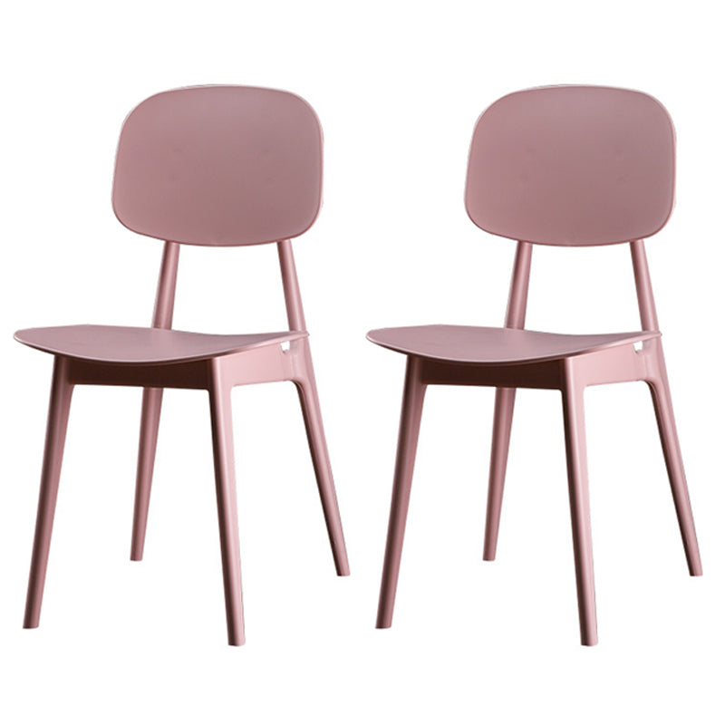 Modern Indoor-Outdoor Dining Chair Open Back Plastic Side Chair Pink Set of 2 Clearhalo ' kitchen&dining_furn' 'Dining Chairs' 'Dining Tables & Seating' 'dining_chair' 'Furniture' 'furniture_dining_chair' 'Kitchen & Dining Furniture' 'kitchen' 4399808