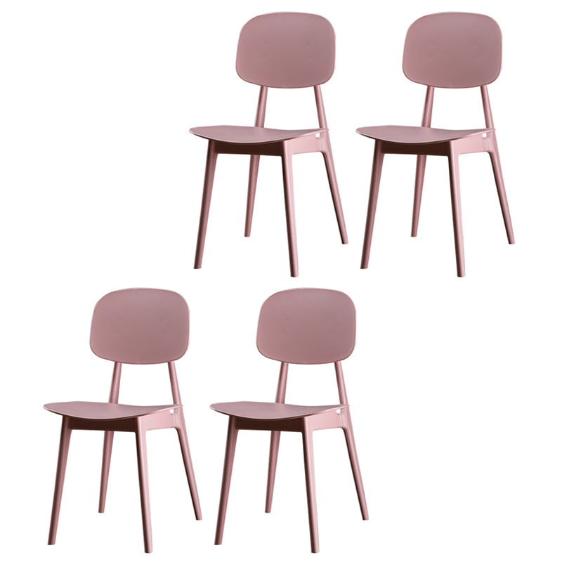 Modern Indoor-Outdoor Dining Chair Open Back Plastic Side Chair Pink Set of 4 Clearhalo ' kitchen&dining_furn' 'Dining Chairs' 'Dining Tables & Seating' 'dining_chair' 'Furniture' 'furniture_dining_chair' 'Kitchen & Dining Furniture' 'kitchen' 4399811