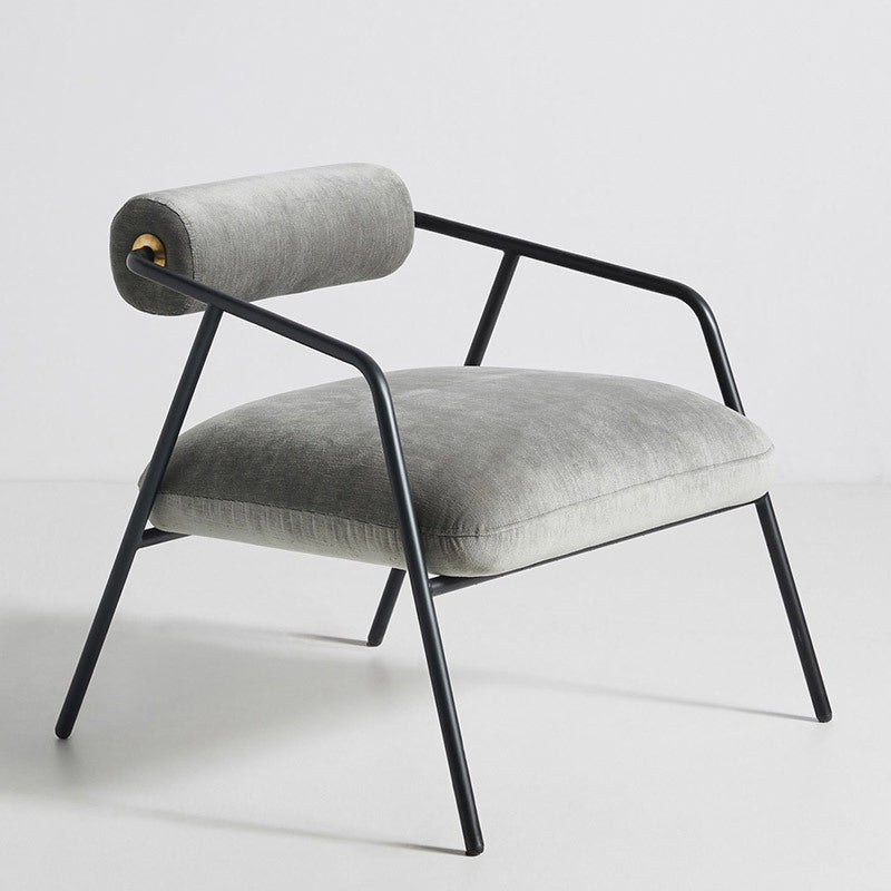 Metal Contemporary Indoor Arm Chair Matte Fabric Open Back Chair Grey 1 Piece Clearhalo ' kitchen&dining_furn' 'Dining Chairs' 'Dining Tables & Seating' 'dining_chair' 'furn' 'furn_dining_chair' 'Furniture' 'furniture_dining_chair' 'Kitchen & Dining Furniture' 'kitchen' 4399823