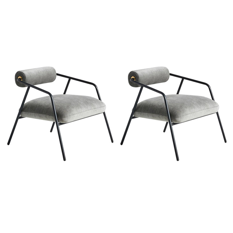 Metal Contemporary Indoor Arm Chair Matte Fabric Open Back Chair Grey 2 Piece Set Clearhalo ' kitchen&dining_furn' 'Dining Chairs' 'Dining Tables & Seating' 'dining_chair' 'furn' 'furn_dining_chair' 'Furniture' 'furniture_dining_chair' 'Kitchen & Dining Furniture' 'kitchen' 4399824