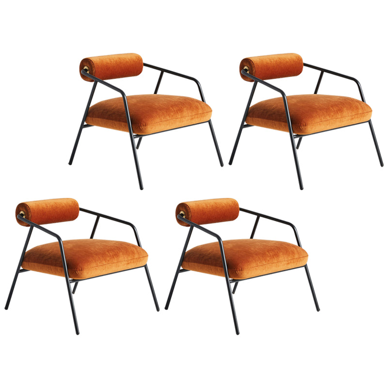 Metal Contemporary Indoor Arm Chair Matte Fabric Open Back Chair Orange 4 Piece Set Clearhalo ' kitchen&dining_furn' 'Dining Chairs' 'Dining Tables & Seating' 'dining_chair' 'furn' 'furn_dining_chair' 'Furniture' 'furniture_dining_chair' 'Kitchen & Dining Furniture' 'kitchen' 4399833