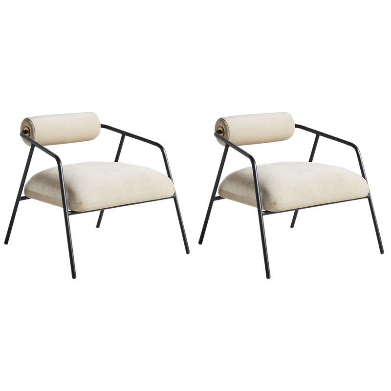 Metal Contemporary Indoor Arm Chair Matte Fabric Open Back Chair Off-White 2 Piece Set Clearhalo ' kitchen&dining_furn' 'Dining Chairs' 'Dining Tables & Seating' 'dining_chair' 'furn' 'furn_dining_chair' 'Furniture' 'furniture_dining_chair' 'Kitchen & Dining Furniture' 'kitchen' 4399836
