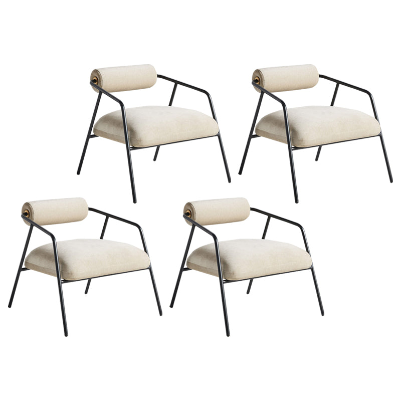 Metal Contemporary Indoor Arm Chair Matte Fabric Open Back Chair Off-White 4 Piece Set Clearhalo ' kitchen&dining_furn' 'Dining Chairs' 'Dining Tables & Seating' 'dining_chair' 'furn' 'furn_dining_chair' 'Furniture' 'furniture_dining_chair' 'Kitchen & Dining Furniture' 'kitchen' 4399838