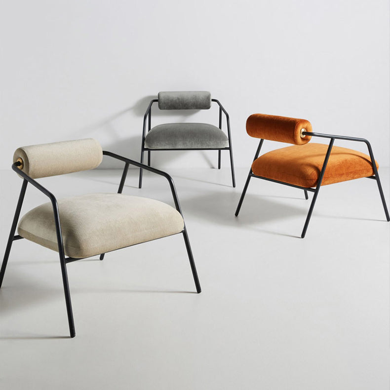 Metal Contemporary Indoor Arm Chair Matte Fabric Open Back Chair Clearhalo ' kitchen&dining_furn' 'Dining Chairs' 'Dining Tables & Seating' 'dining_chair' 'furn' 'furn_dining_chair' 'Furniture' 'furniture_dining_chair' 'Kitchen & Dining Furniture' 'kitchen' 4399843