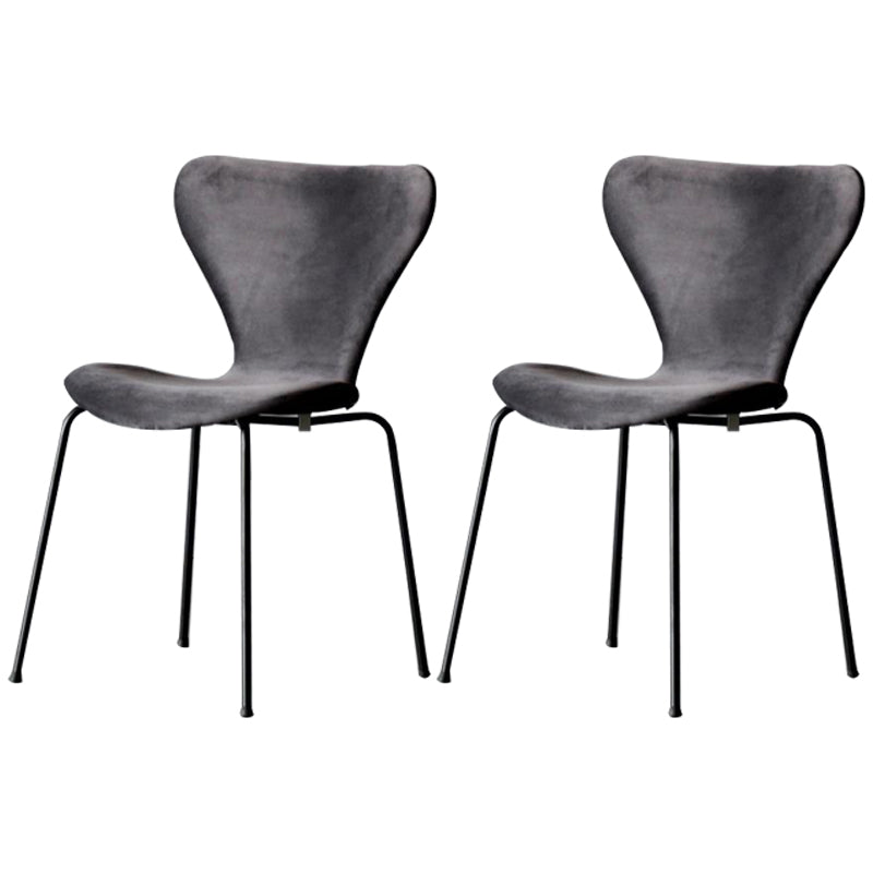 Restaurant Scandinavian Velvet Side Chair Matte Finish Wingback Dining Chair Dark Gray 2 Piece Set Black Clearhalo ' kitchen&dining_furn' 'Dining Chairs' 'Dining Tables & Seating' 'dining_chair' 'furn' 'furn_dining_chair' 'Furniture' 'furniture_dining_chair' 'Kitchen & Dining Furniture' 'kitchen' 4399861