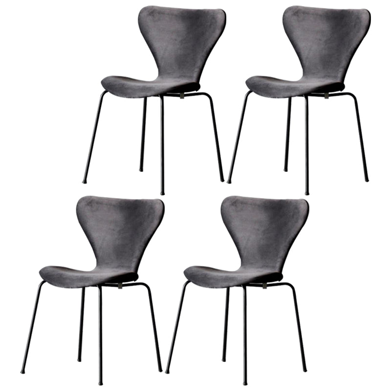 Restaurant Scandinavian Velvet Side Chair Matte Finish Wingback Dining Chair Dark Gray 4 Piece Set Black Clearhalo ' kitchen&dining_furn' 'Dining Chairs' 'Dining Tables & Seating' 'dining_chair' 'furn' 'furn_dining_chair' 'Furniture' 'furniture_dining_chair' 'Kitchen & Dining Furniture' 'kitchen' 4399863