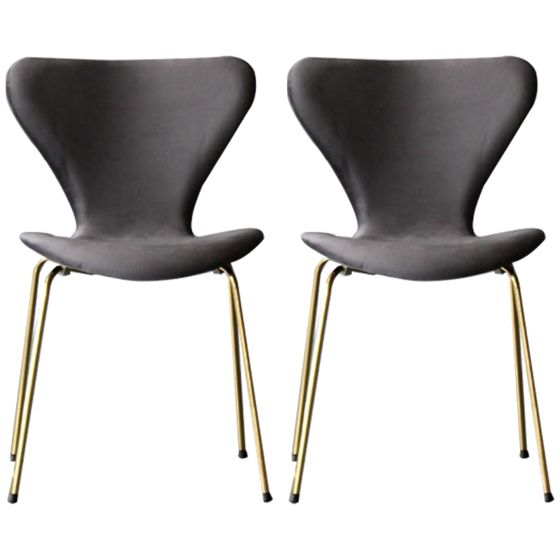 Restaurant Scandinavian Velvet Side Chair Matte Finish Wingback Dining Chair Dark Gray 2 Piece Set Brass Gold Clearhalo ' kitchen&dining_furn' 'Dining Chairs' 'Dining Tables & Seating' 'dining_chair' 'furn' 'furn_dining_chair' 'Furniture' 'furniture_dining_chair' 'Kitchen & Dining Furniture' 'kitchen' 4399867