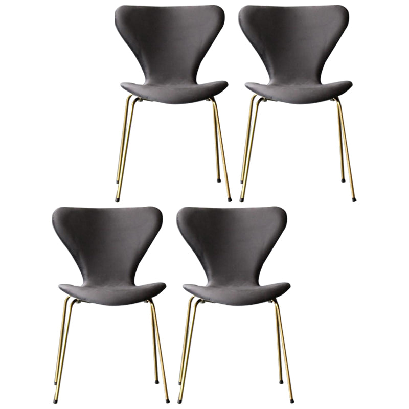 Restaurant Scandinavian Velvet Side Chair Matte Finish Wingback Dining Chair Dark Gray 4 Piece Set Brass Gold Clearhalo ' kitchen&dining_furn' 'Dining Chairs' 'Dining Tables & Seating' 'dining_chair' 'furn' 'furn_dining_chair' 'Furniture' 'furniture_dining_chair' 'Kitchen & Dining Furniture' 'kitchen' 4399869