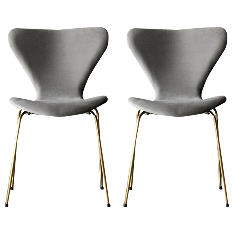 Restaurant Scandinavian Velvet Side Chair Matte Finish Wingback Dining Chair Light Gray 2 Piece Set Brass Gold Clearhalo ' kitchen&dining_furn' 'Dining Chairs' 'Dining Tables & Seating' 'dining_chair' 'furn' 'furn_dining_chair' 'Furniture' 'furniture_dining_chair' 'Kitchen & Dining Furniture' 'kitchen' 4399872