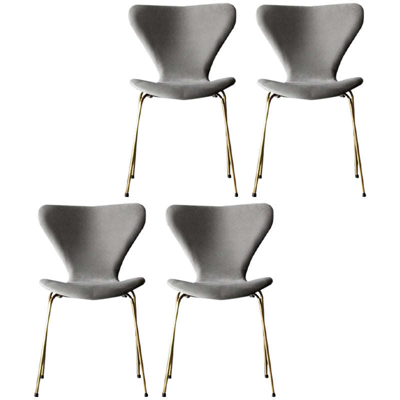 Restaurant Scandinavian Velvet Side Chair Matte Finish Wingback Dining Chair Light Gray 4 Piece Set Brass Gold Clearhalo ' kitchen&dining_furn' 'Dining Chairs' 'Dining Tables & Seating' 'dining_chair' 'furn' 'furn_dining_chair' 'Furniture' 'furniture_dining_chair' 'Kitchen & Dining Furniture' 'kitchen' 4399874