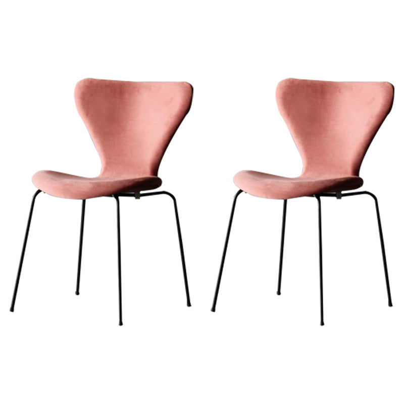 Restaurant Scandinavian Velvet Side Chair Matte Finish Wingback Dining Chair Pink 2 Piece Set Black Clearhalo ' kitchen&dining_furn' 'Dining Chairs' 'Dining Tables & Seating' 'dining_chair' 'furn' 'furn_dining_chair' 'Furniture' 'furniture_dining_chair' 'Kitchen & Dining Furniture' 'kitchen' 4399876