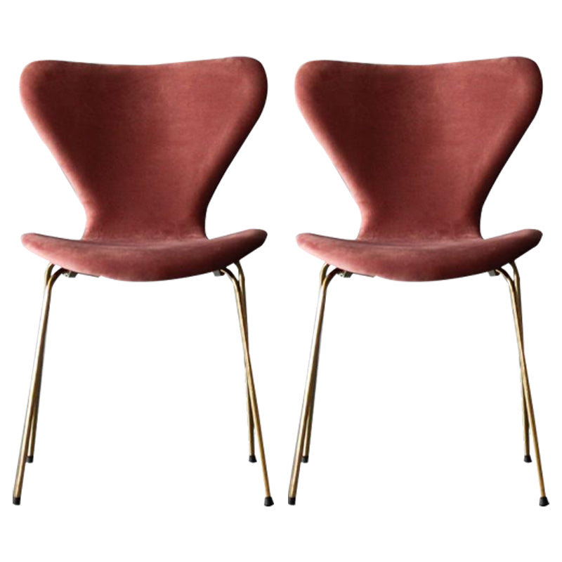 Restaurant Scandinavian Velvet Side Chair Matte Finish Wingback Dining Chair Pink 2 Piece Set Brass Gold Clearhalo ' kitchen&dining_furn' 'Dining Chairs' 'Dining Tables & Seating' 'dining_chair' 'furn' 'furn_dining_chair' 'Furniture' 'furniture_dining_chair' 'Kitchen & Dining Furniture' 'kitchen' 4399879