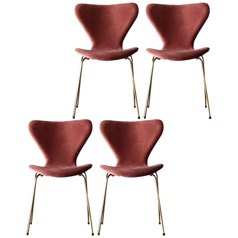 Restaurant Scandinavian Velvet Side Chair Matte Finish Wingback Dining Chair Pink 4 Piece Set Brass Gold Clearhalo ' kitchen&dining_furn' 'Dining Chairs' 'Dining Tables & Seating' 'dining_chair' 'furn' 'furn_dining_chair' 'Furniture' 'furniture_dining_chair' 'Kitchen & Dining Furniture' 'kitchen' 4399880
