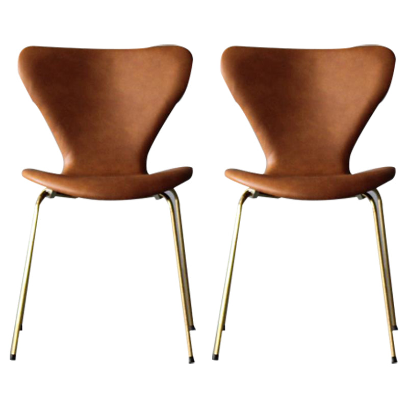Restaurant Scandinavian Velvet Side Chair Matte Finish Wingback Dining Chair Brown 2 Piece Set Brass Gold Clearhalo ' kitchen&dining_furn' 'Dining Chairs' 'Dining Tables & Seating' 'dining_chair' 'furn' 'furn_dining_chair' 'Furniture' 'furniture_dining_chair' 'Kitchen & Dining Furniture' 'kitchen' 4399885