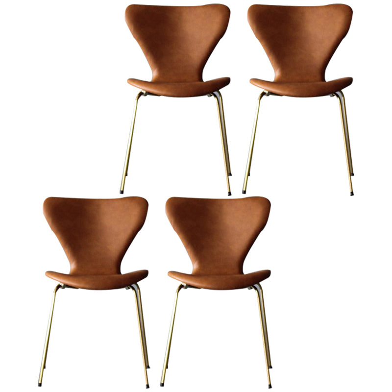 Restaurant Scandinavian Velvet Side Chair Matte Finish Wingback Dining Chair Brown 4 Piece Set Brass Gold Clearhalo ' kitchen&dining_furn' 'Dining Chairs' 'Dining Tables & Seating' 'dining_chair' 'furn' 'furn_dining_chair' 'Furniture' 'furniture_dining_chair' 'Kitchen & Dining Furniture' 'kitchen' 4399886
